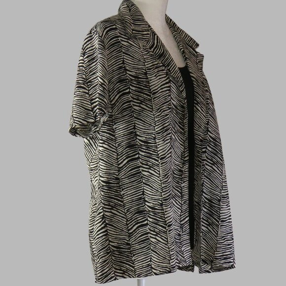 Elementz Women's Short Sleeve Zebra Print Faux Twin Set Blouse Size XL (C649) - Picture 3 of 6